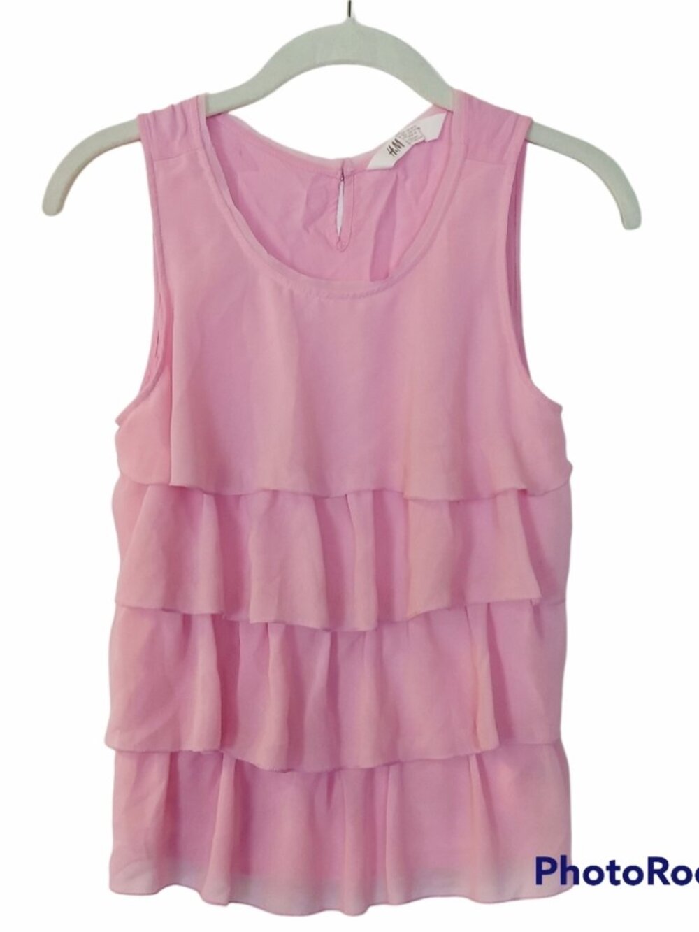 Girl's H&M Pink Ruffle Sleeveless Blouse Size 14